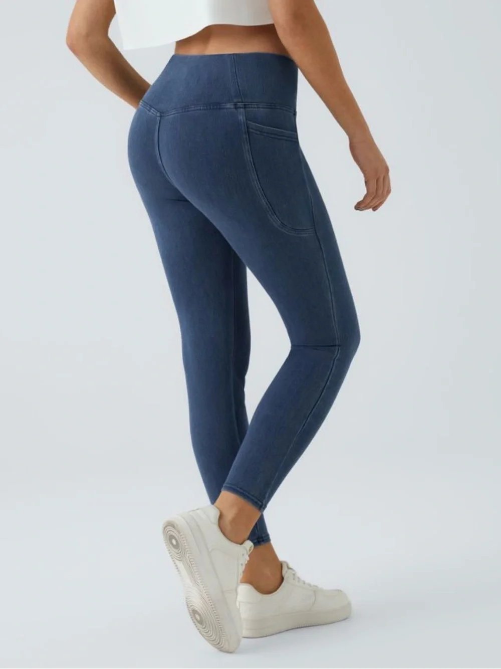 Halara Flex™ Crossover Pocket Washed Denim Work Leggings Jeans NWT XL #2750